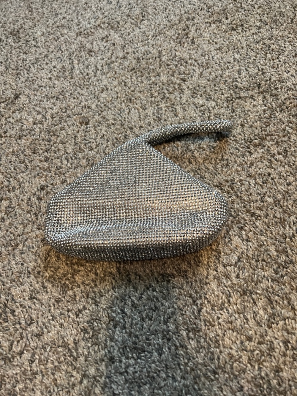 Silver Crystal-Embellished Evening Wristlet Clutch
